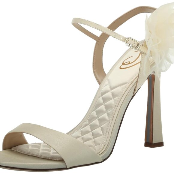 Sam Edelman  Leana Ankle Strap Sandal  Pearl Ivory Silk   Women Size 10  NIB - Picture 1 of 7